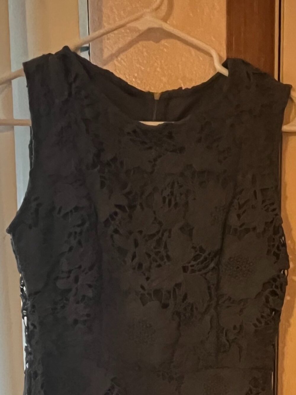 Forest Green Floral Lace Sleeveless Dress